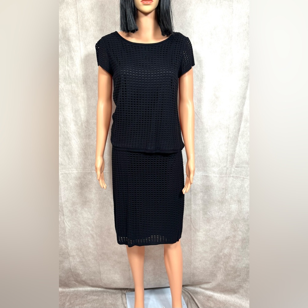 Liquido Black Midi Skirt & Blouse Set for Casual Wear